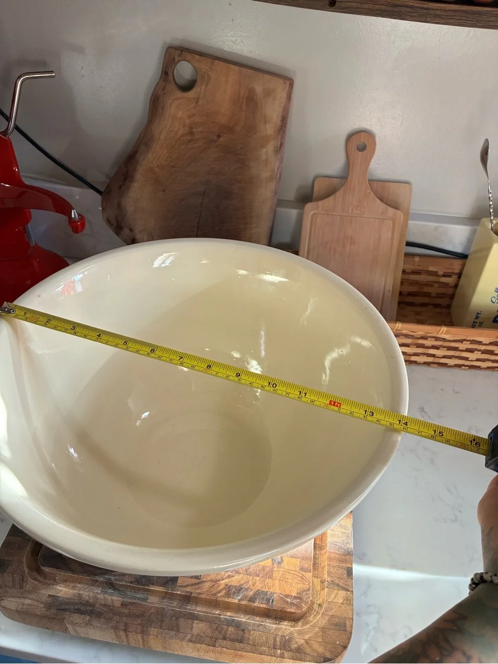 Vintage McCoy Pottery #14 Oversized Mixing Bowl pink & blue stripe